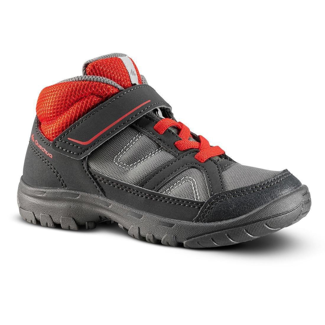 Eu 30  Kids High Top Hiking Shoes Mh 100 Mid Kid 24 To 34, Carbon Grey, , large image number 1