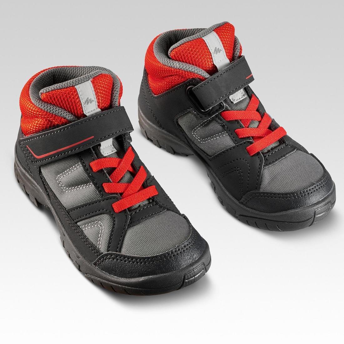 Eu 30  Kids High Top Hiking Shoes Mh 100 Mid Kid 24 To 34, Carbon Grey, , large image number 9