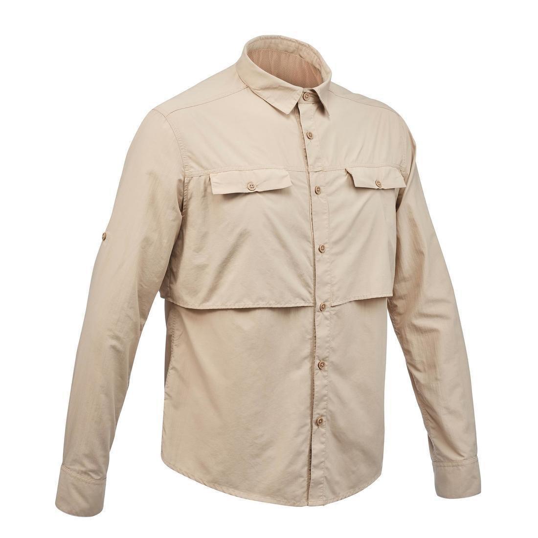 Small  Men's Long-Sleeved Anti-UV Shirt - Beige, Sand, , large image number 0