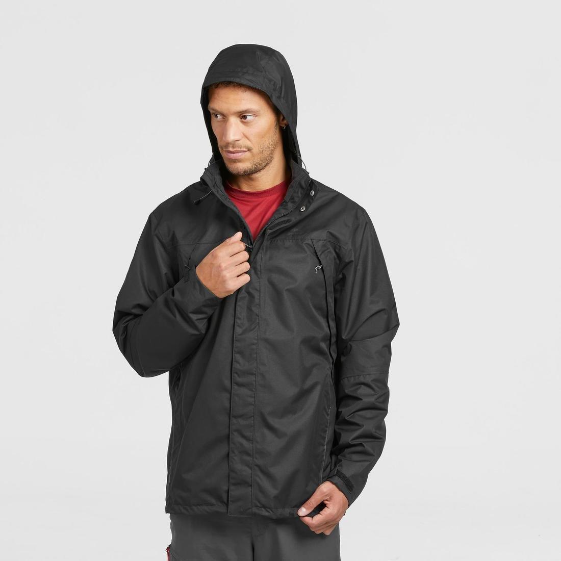 XL Men's Waterproof Mountain Walking Jacket Mh100, Black, No Color, large image number 1