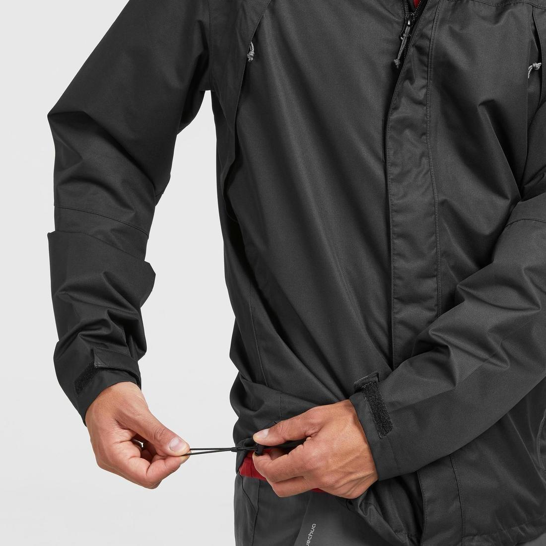 XL Men's Waterproof Mountain Walking Jacket Mh100, Black, No Color, large image number 3