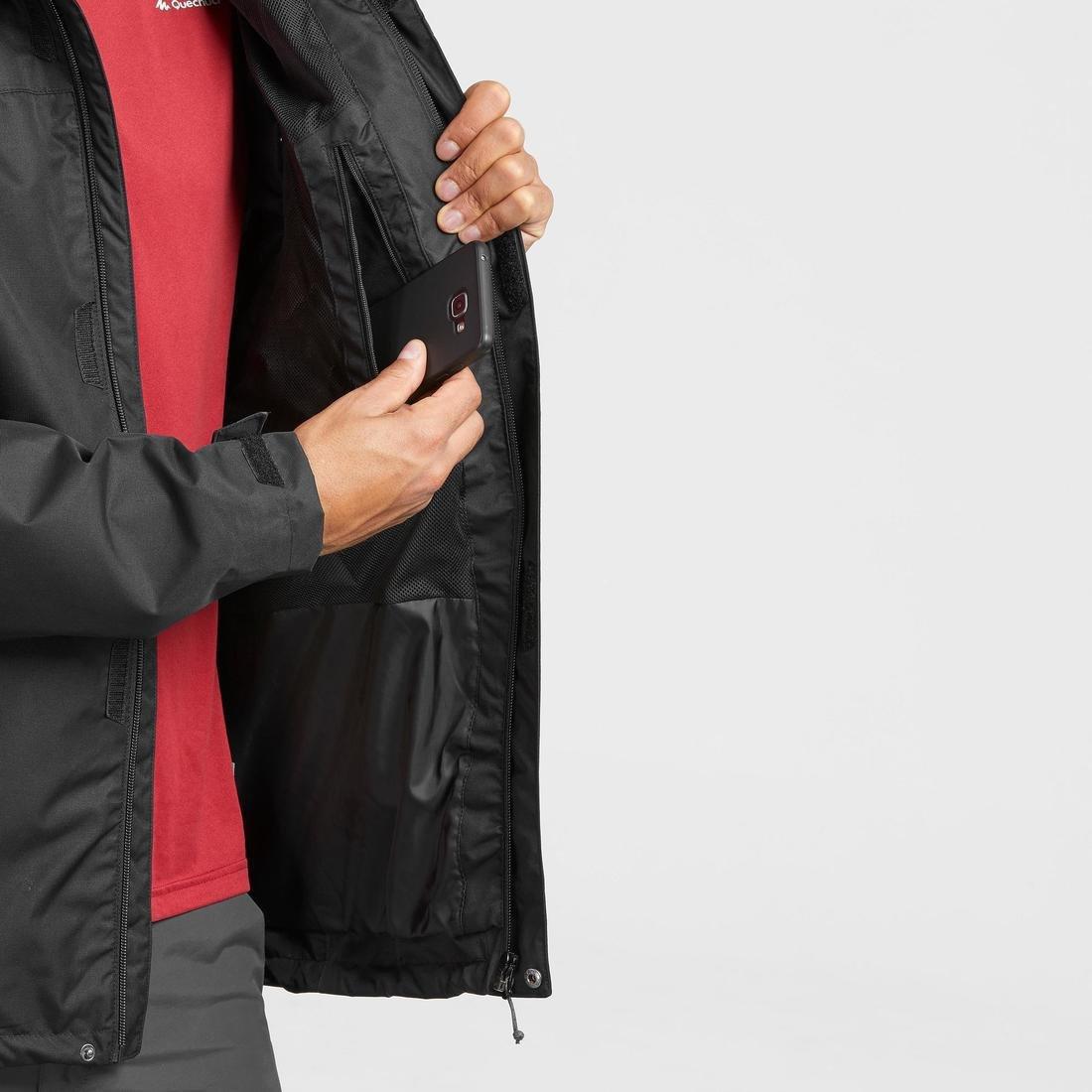 XL Men's Waterproof Mountain Walking Jacket Mh100, Black, No Color, large image number 5