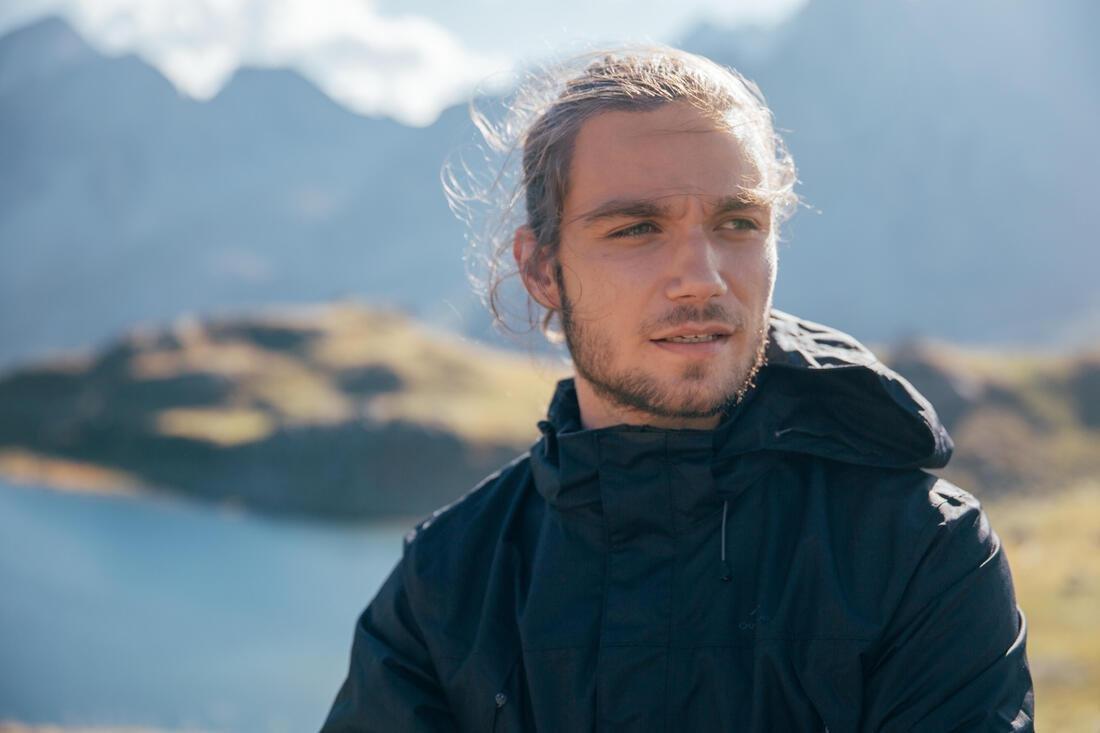 XL Men's Waterproof Mountain Walking Jacket Mh100, Black, No Color, large image number 9