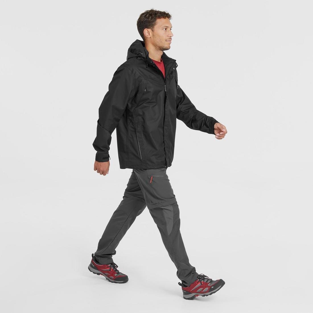 XL Men's Waterproof Mountain Walking Jacket Mh100, Black, No Color, large image number 11