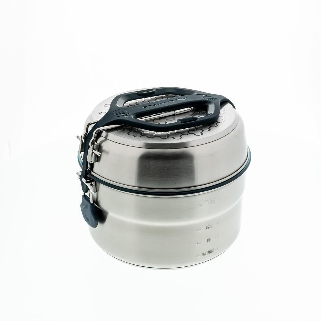 طقم طهي من الفولاذ المقاوم للصدأ لشخصين، رمادي غامق، 3.5L, No Color, large image number 2