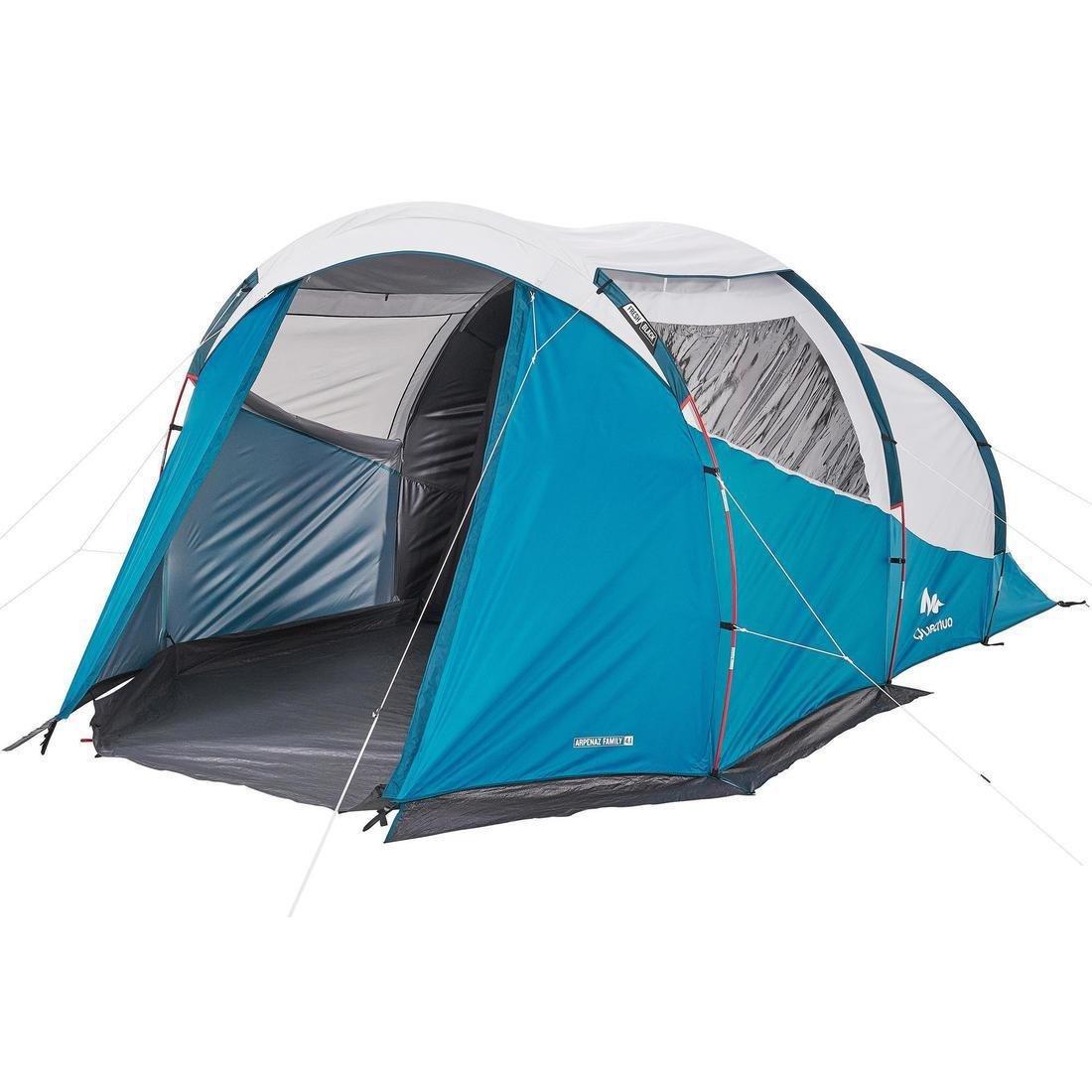 Camping Tent with Poles Arpenaz 4.1 Fresh and Black - 4 Persons 1 Bedroom, Deep Petrol Blue, No Color, large image number 3