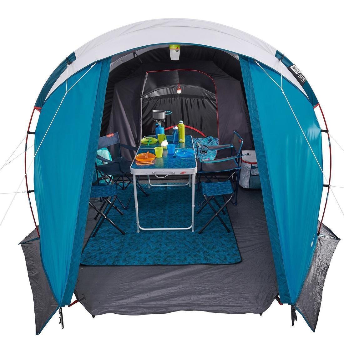 Camping Tent with Poles Arpenaz 4.1 Fresh and Black - 4 Persons 1 Bedroom, Deep Petrol Blue, No Color, large image number 10