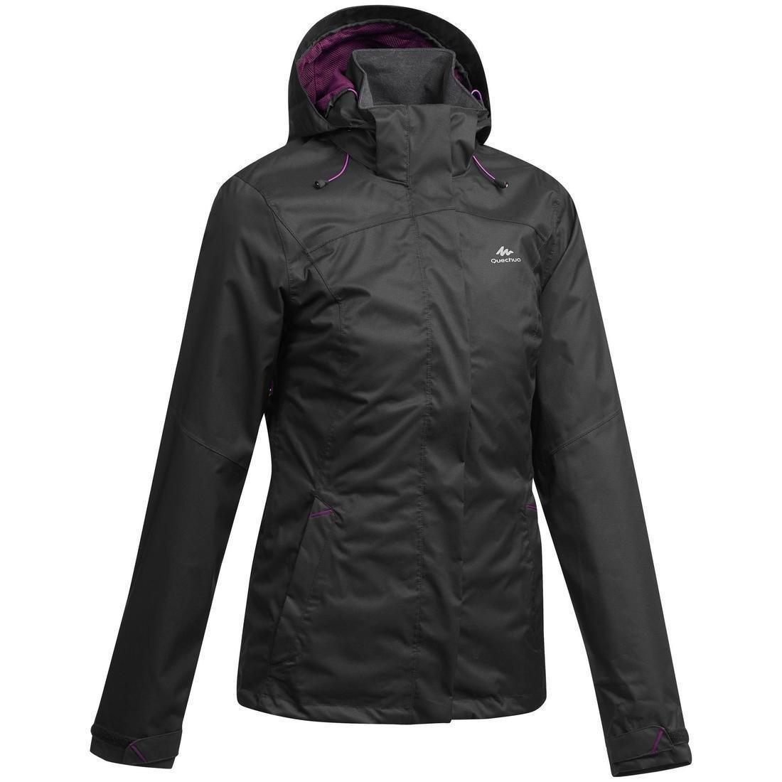 2XL  Women's Waterproof Mountain Walking Jacket MH100, Black, No Color, large image number 0