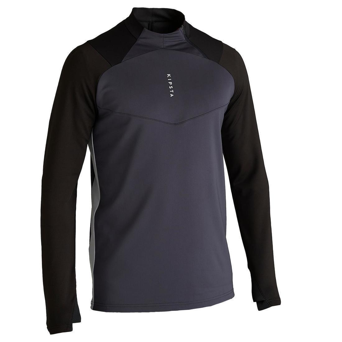 Large  T500 Adult 1/2 Zip Football Training Sweatshirt, Black, No Color, large image number 0