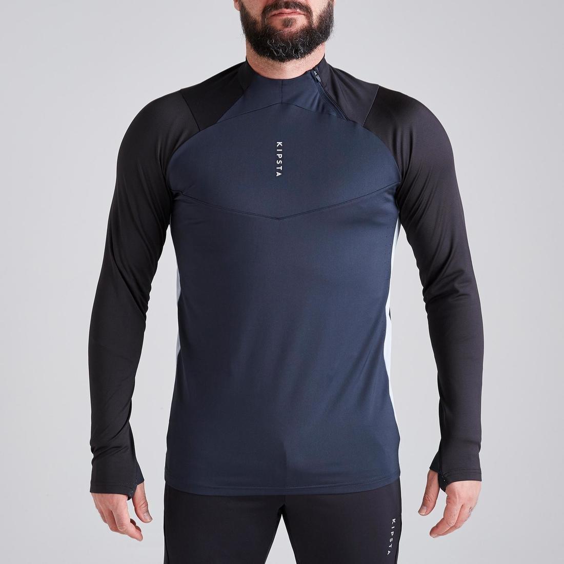 Large  T500 Adult 1/2 Zip Football Training Sweatshirt, Black, No Color, large image number 1