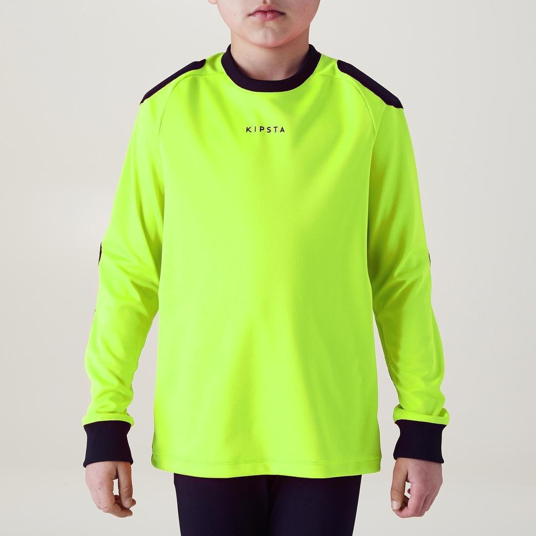 14-15 Years  F100 Kids' Football Goalkeeper Shirt, Fluo Lime Yellow, , large image number 3