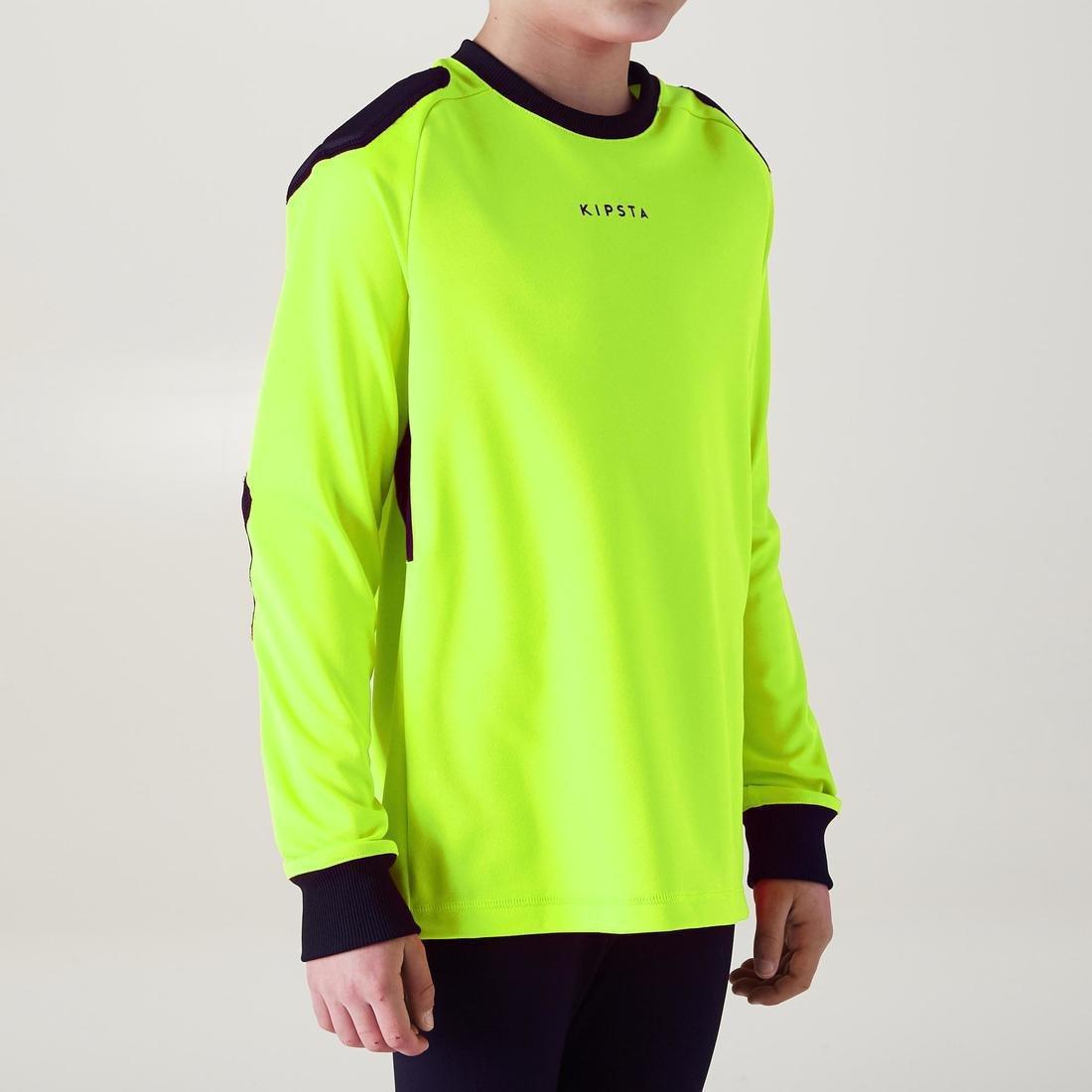 14-15 Years  F100 Kids' Football Goalkeeper Shirt, Fluo Lime Yellow, , large image number 4