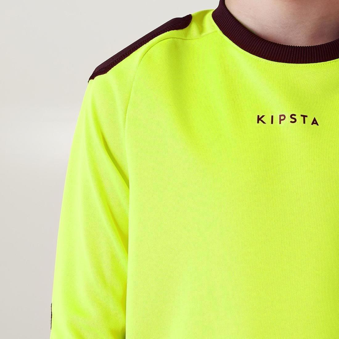 14-15 Years  F100 Kids' Football Goalkeeper Shirt, Fluo Lime Yellow, , large image number 7