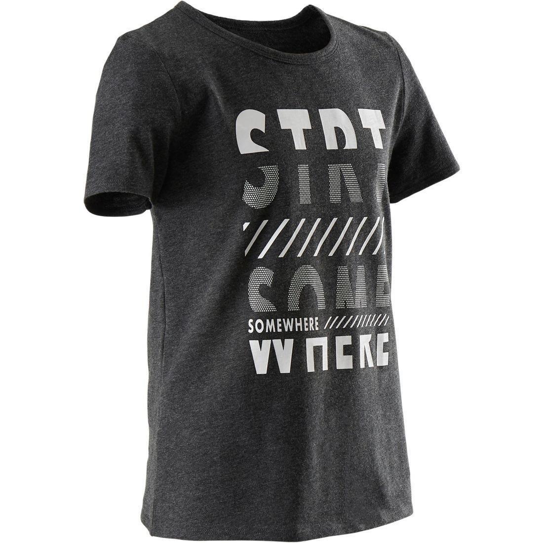 8-9Y  Boys' Recycled Short-Sleeved Gym T-Shirt 100, Dark Grey, , large image number 0