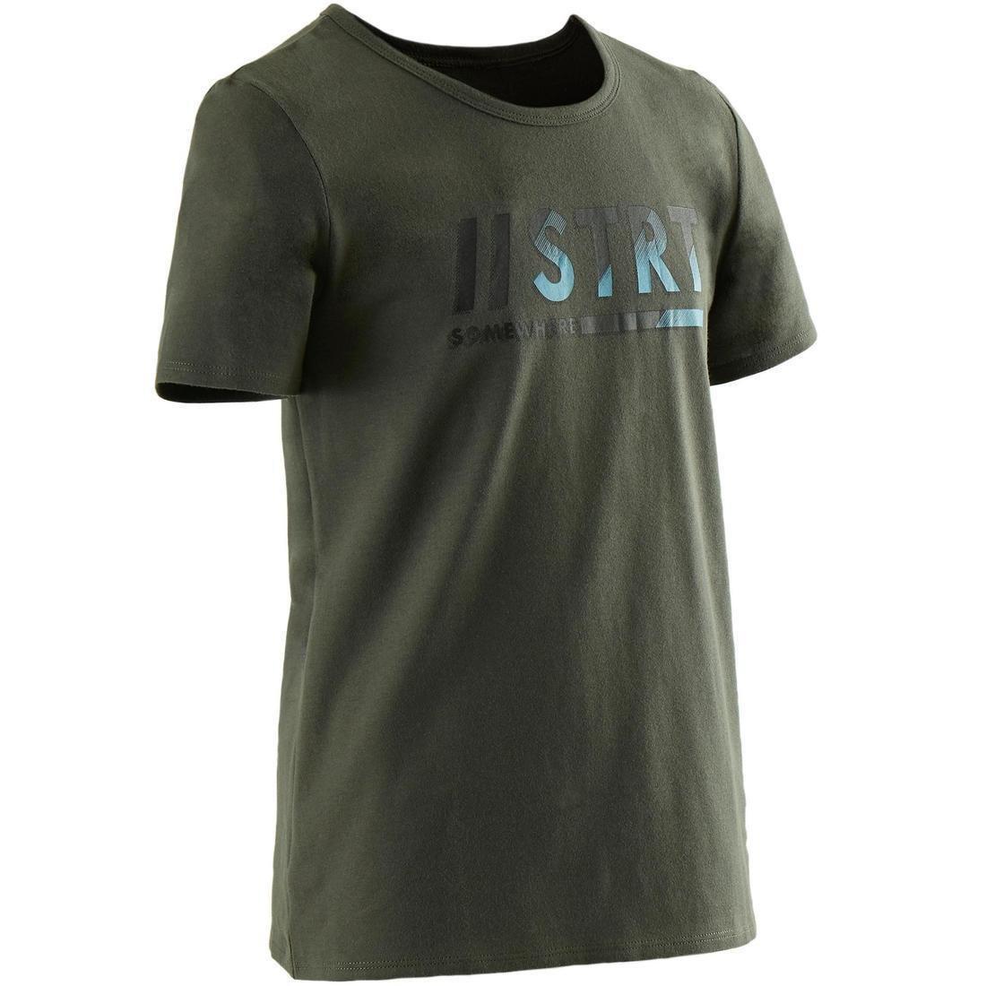 8-9Y  Boys' Recycled Short-Sleeved Gym T-Shirt 100, Dark Grey, , large image number 1