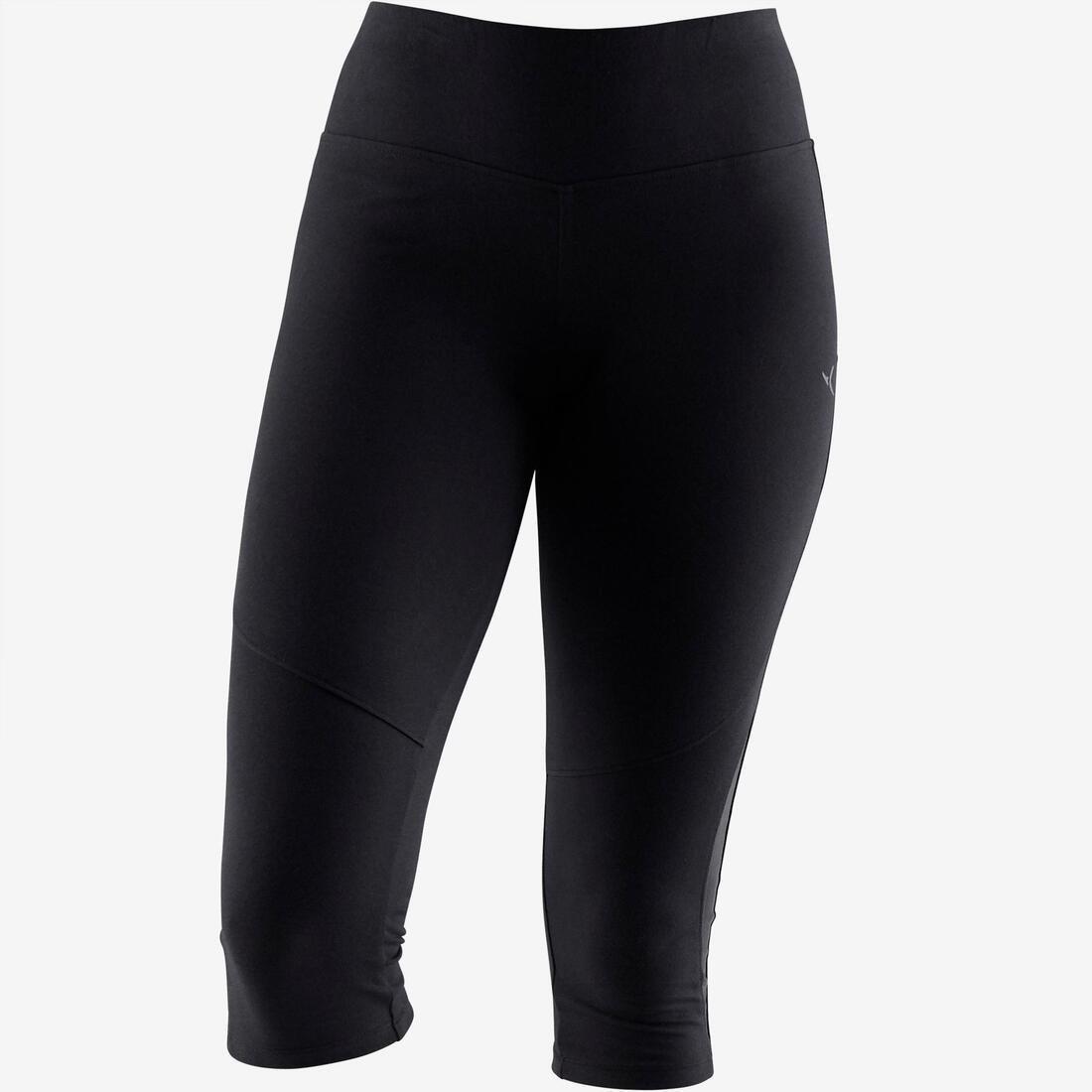 520 Women's Slim-Fit Gentle Gym & Pilates Cropped Bottoms - Black, No Color, large image number 1