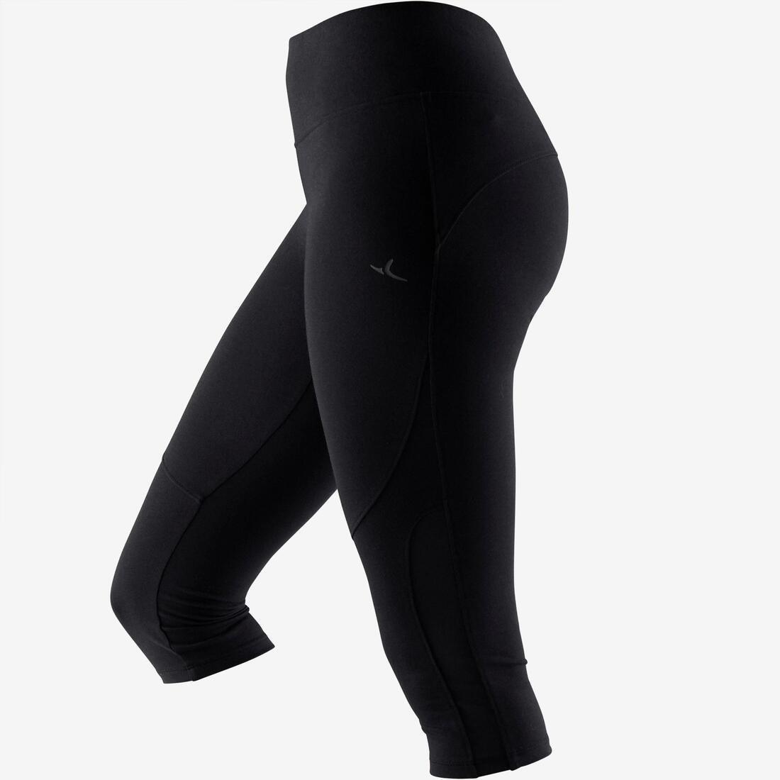 520 Women's Slim-Fit Gentle Gym & Pilates Cropped Bottoms - Black, No Color, large image number 3
