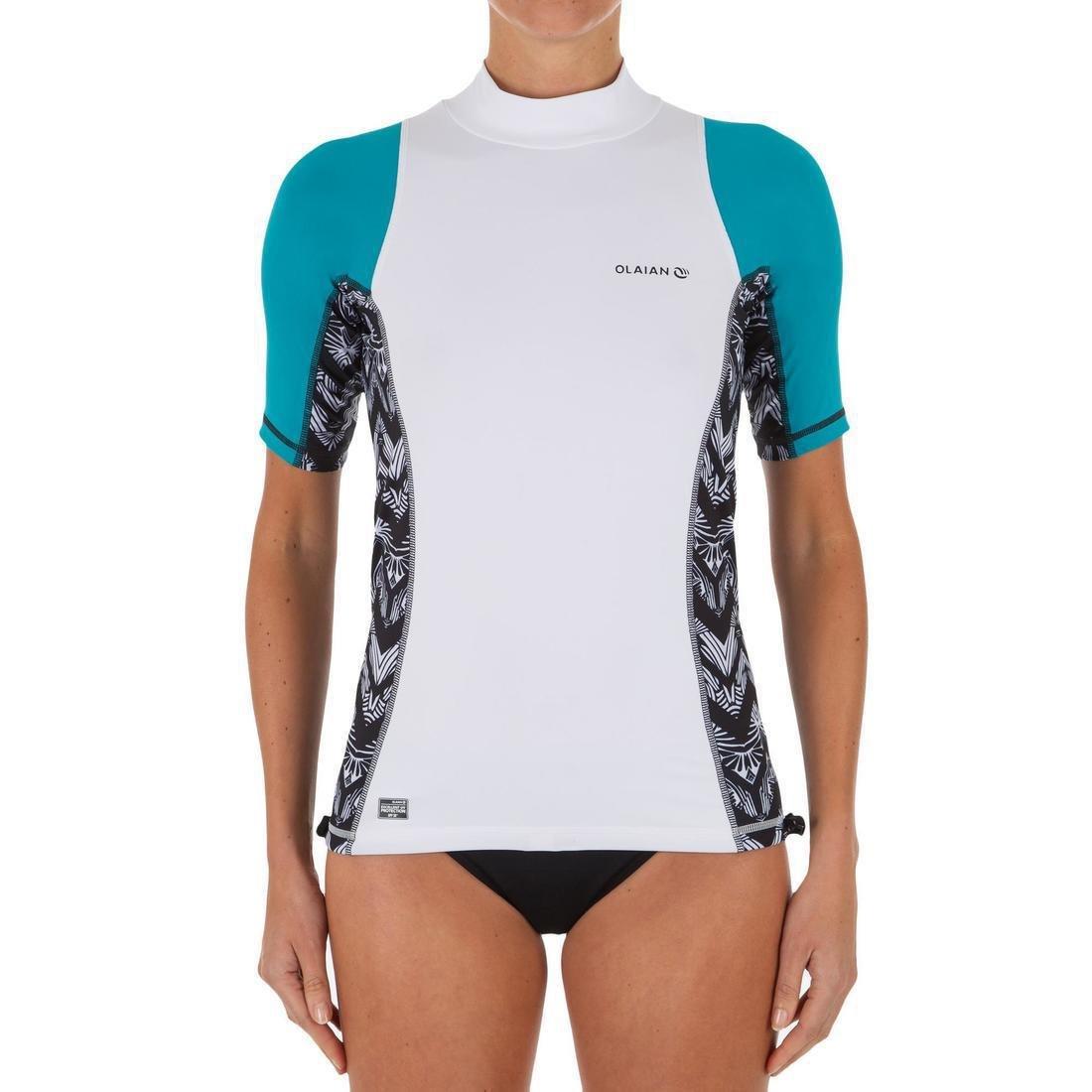 Large  Women's Short Sleeve UV Protection Surfing Top T-Shirt 500, Snow White, , large image number 11