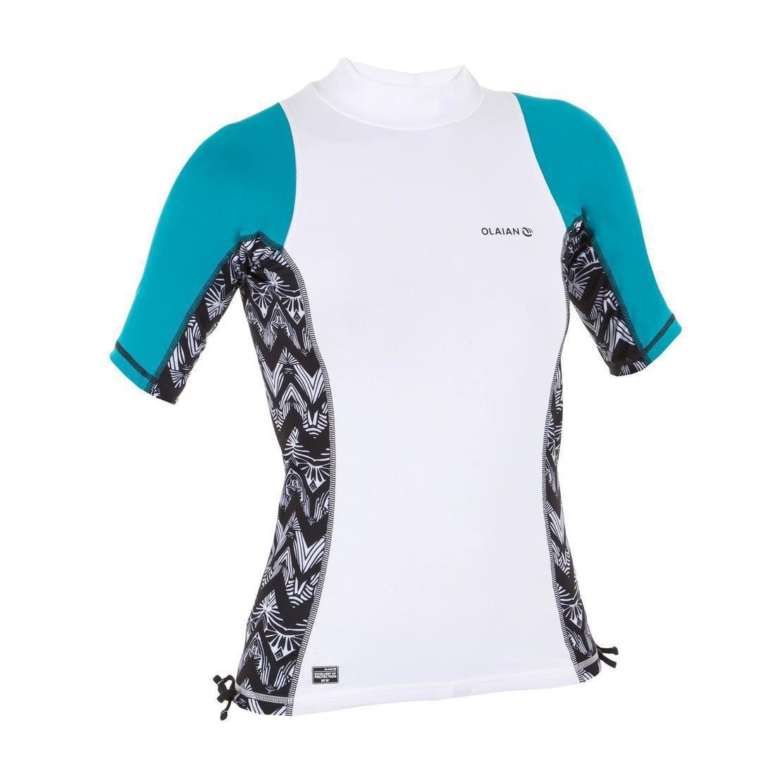 Large  Women's Short Sleeve UV Protection Surfing Top T-Shirt 500, Snow White, , large image number 14