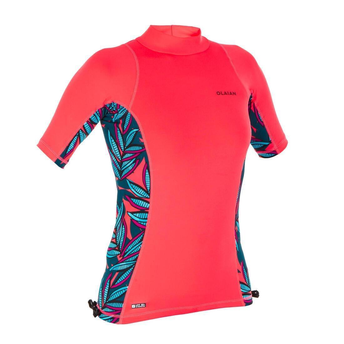 Large  Women's Short Sleeve UV Protection Surfing Top T-Shirt 500, Green, , large image number 1