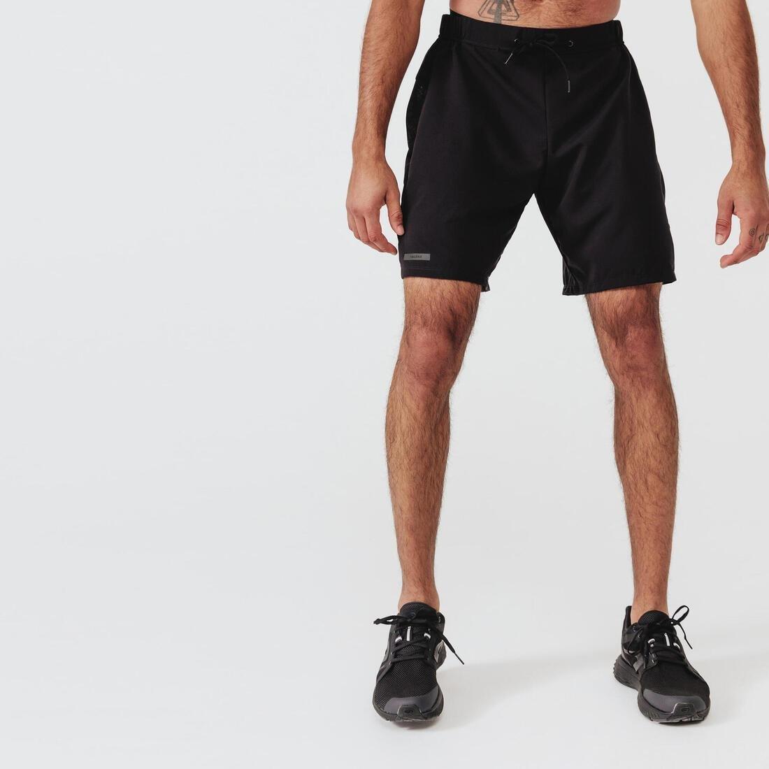 Medium  Kalenji Dry+ Men's Breathable Running Shorts, Black, , large image number 0