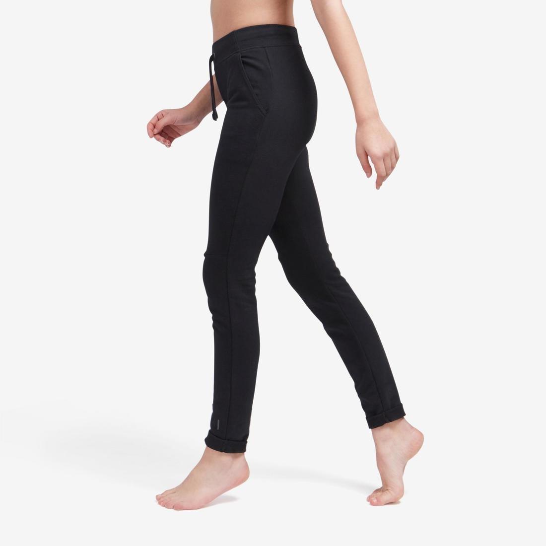 W30 L31  Slim-Fit Fitness Jogging Bottoms with Fitted Cuffs, Black, , large image number 0