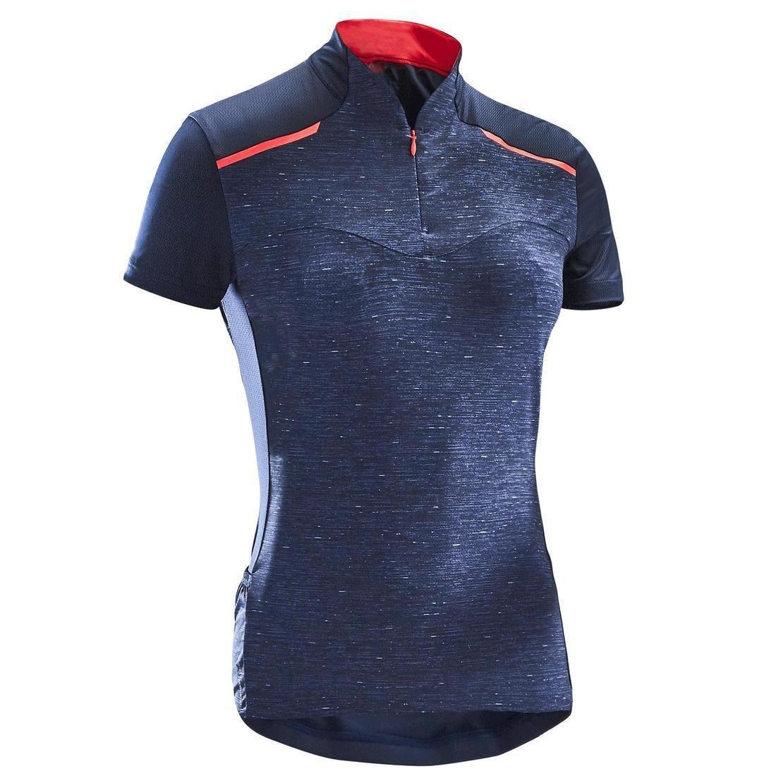 XL  500 Women's Short-Sleeved Cycling Jersey, Navy Blue, , large image number 0