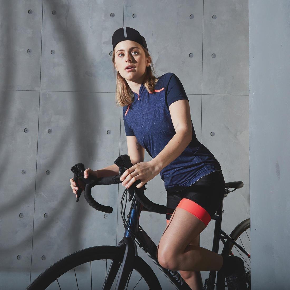 XL  500 Women's Short-Sleeved Cycling Jersey, Navy Blue, , large image number 2