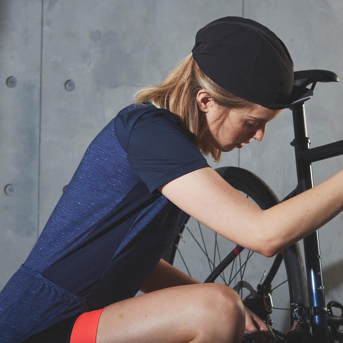 XL  500 Women's Short-Sleeved Cycling Jersey, Navy Blue, , large image number 5