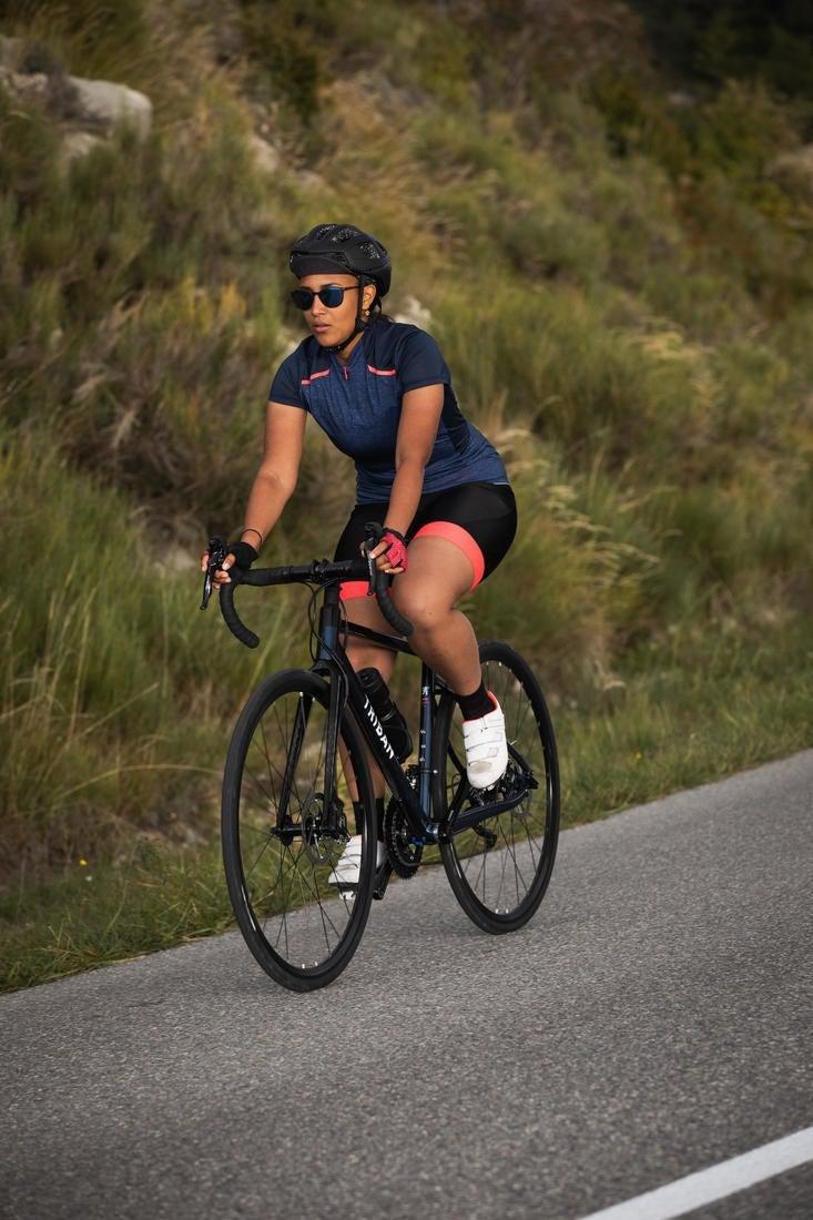 XL  500 Women's Short-Sleeved Cycling Jersey, Navy Blue, , large image number 10