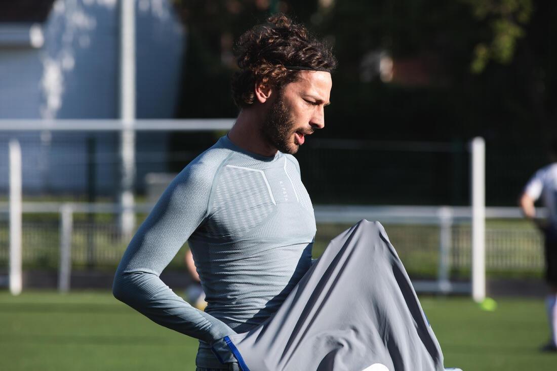 L Keepdry 500 Adults Football Long-Sleeved Base Layer, White, No Color, large image number 5