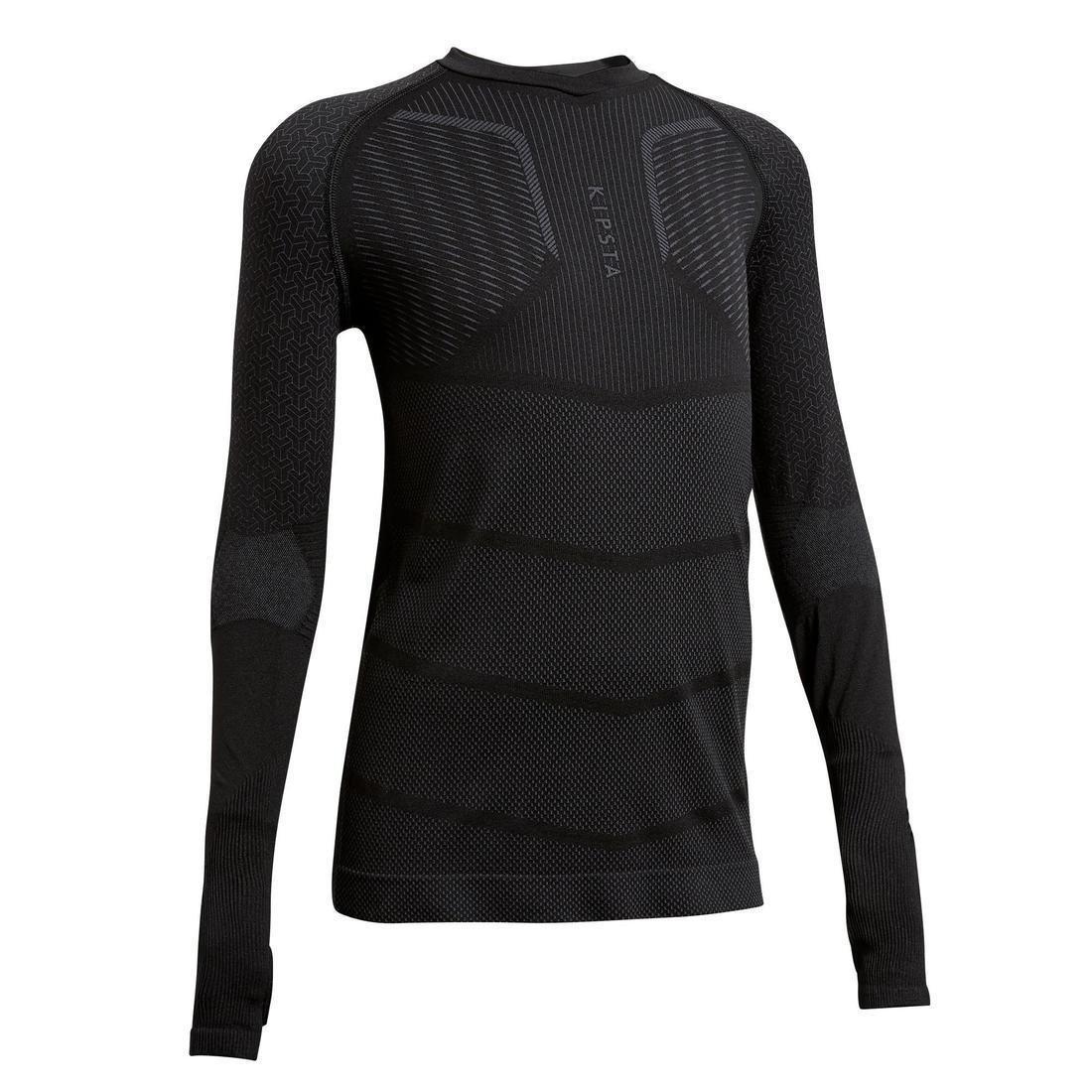 5-6Y  Kids' Long-Sleeved Base Layer Football Top - Mottled, Black, , large image number 10