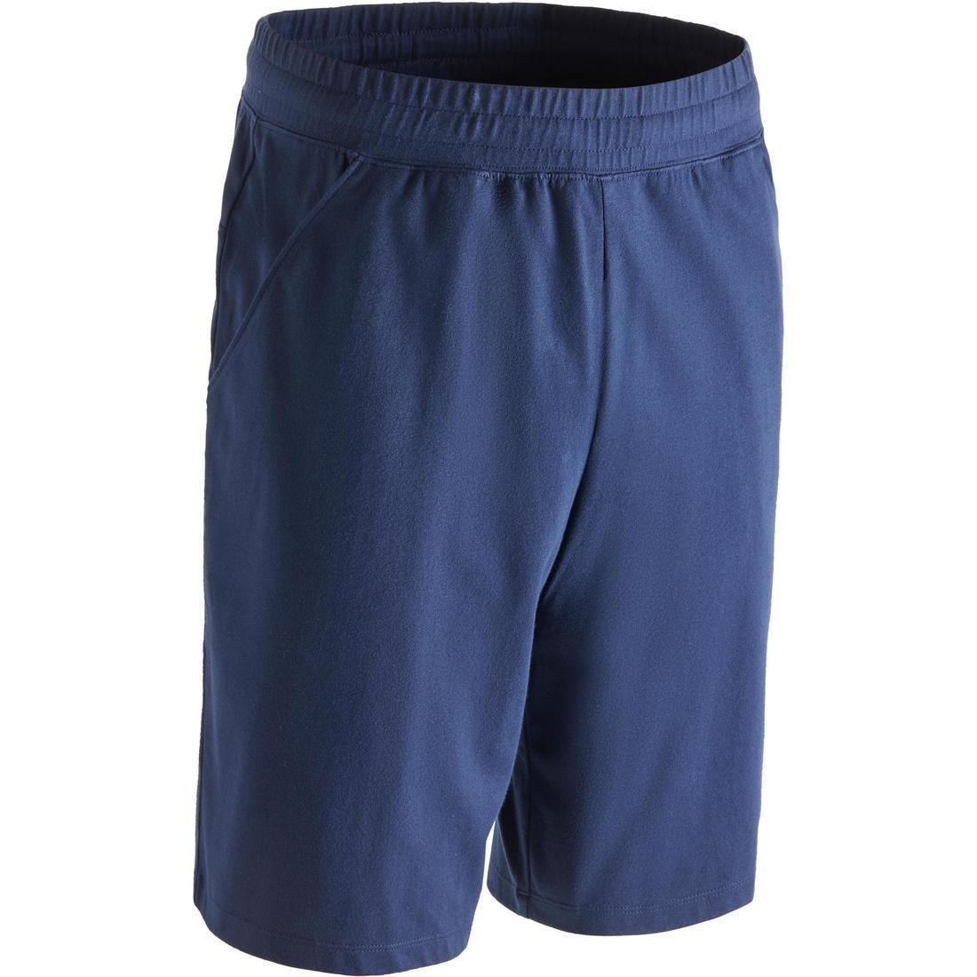شورت قطن طويل مطاطي للياقة البدنية، أزرق، XL, , large image number 1