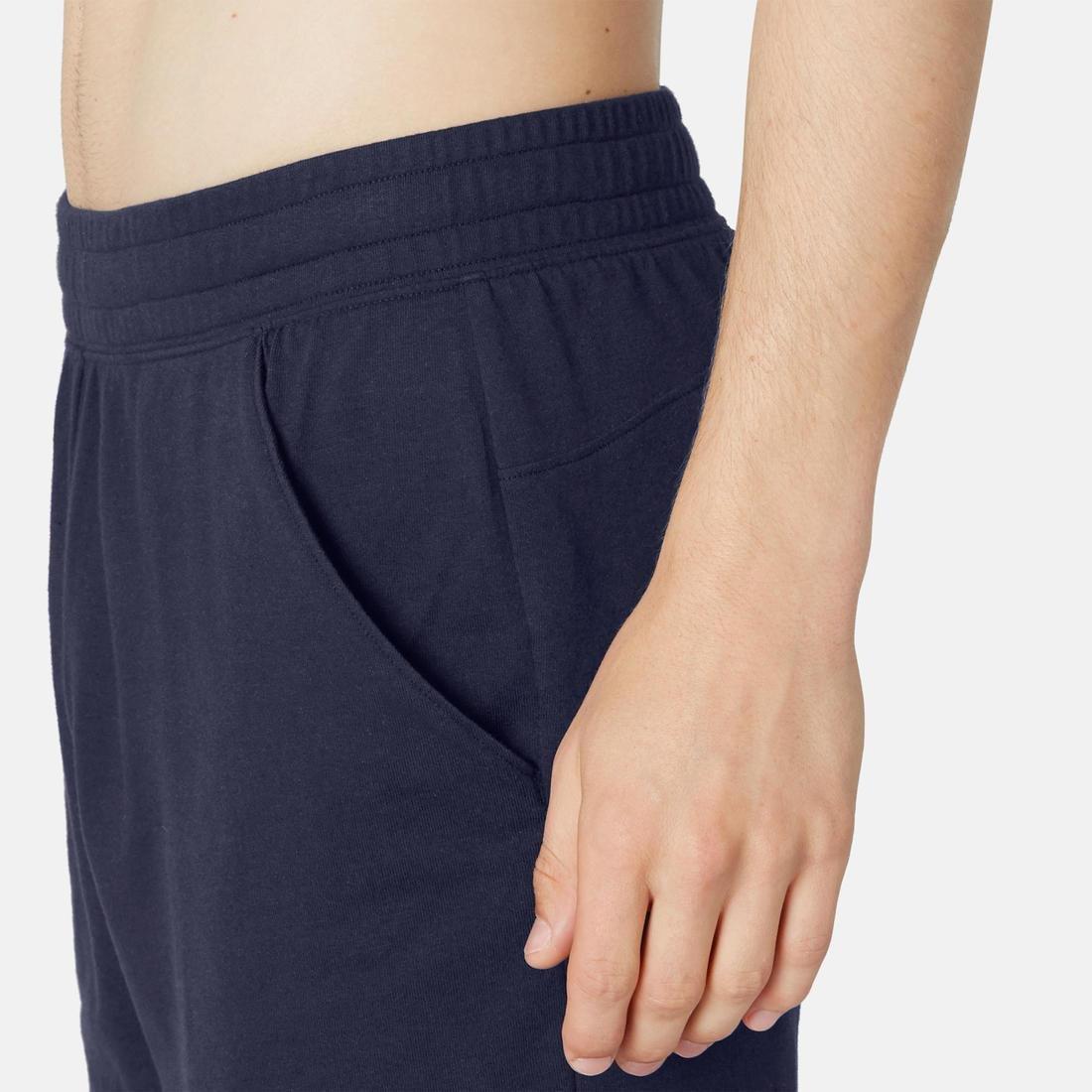 شورت قطن طويل مطاطي للياقة البدنية، أزرق، XL, , large image number 2