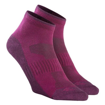 QUECHUA - EU 39-42  Country Walking Mid Socks X 2 pairs NH 100, Purple