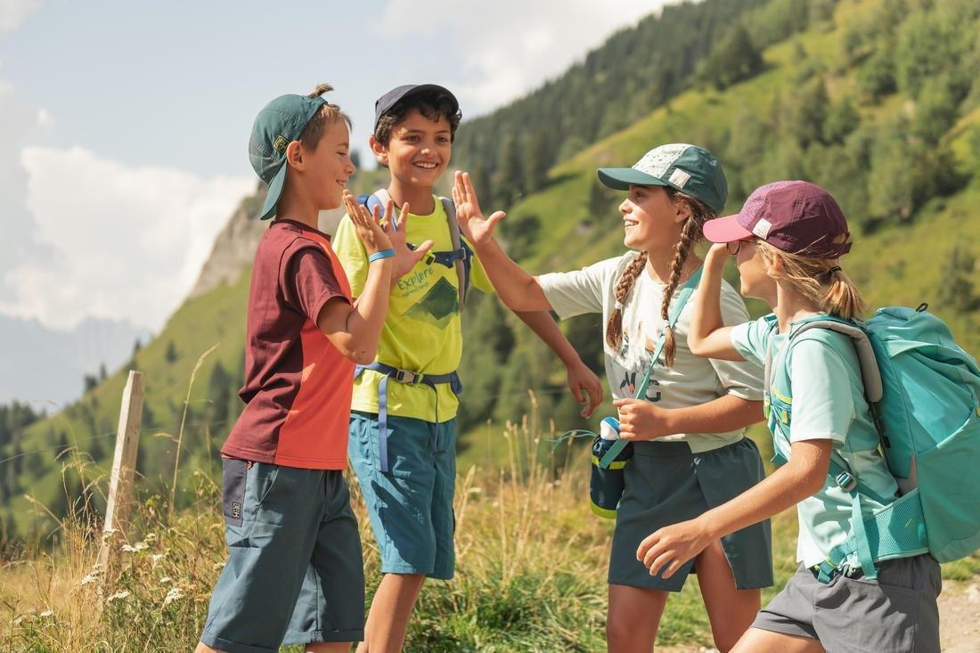 Kids' Hiking cap MH100 -  age 7-15 years, Turquoise, , large image number 2