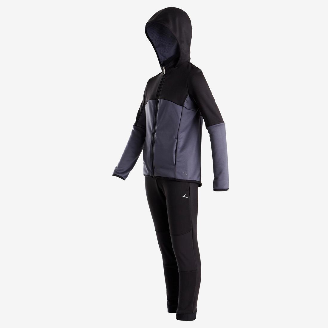 S500 Boys' Warm Breathable Synthetic Gym Tracksuit, Black, No Color, large image number 1