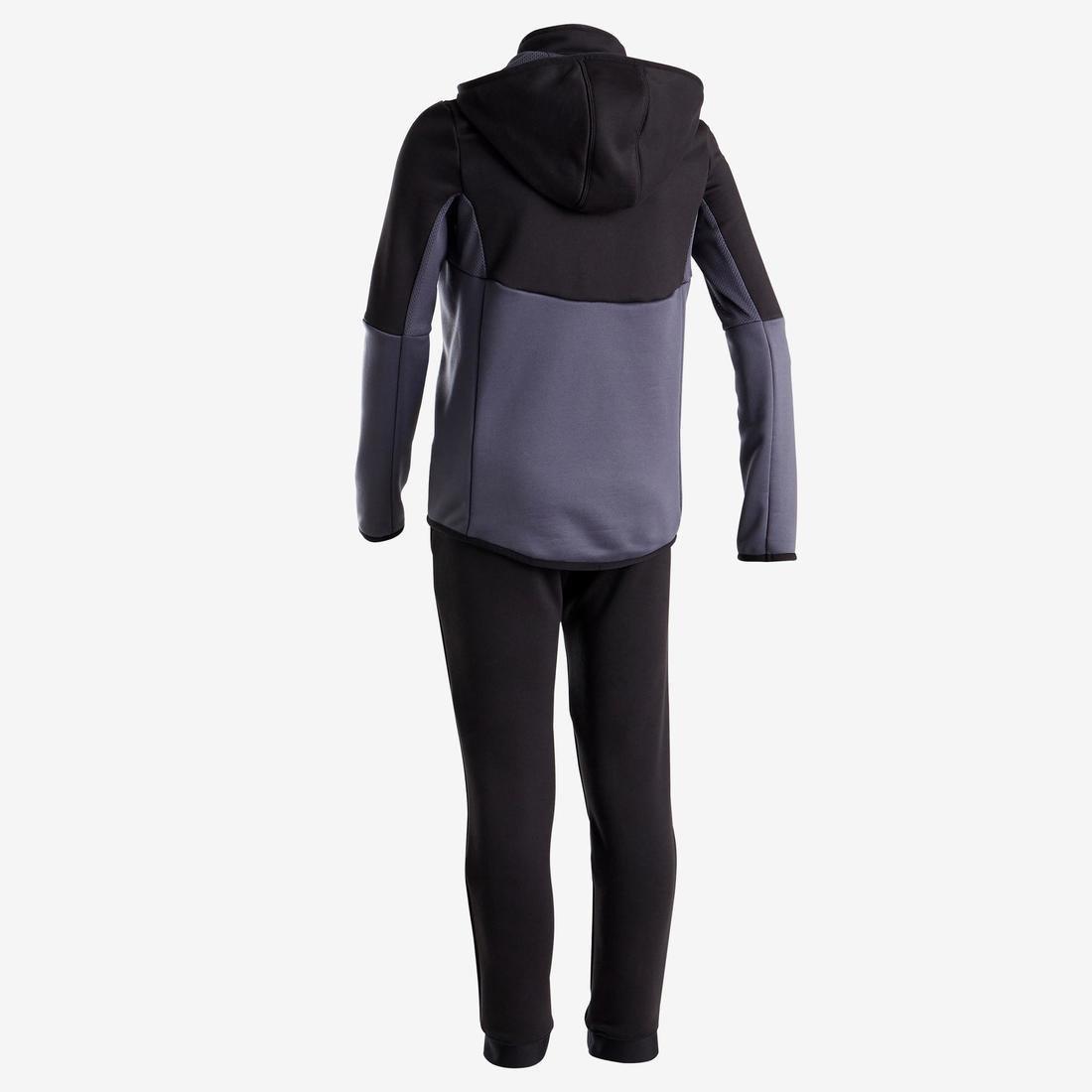 S500 Boys' Warm Breathable Synthetic Gym Tracksuit, Black, No Color, large image number 2