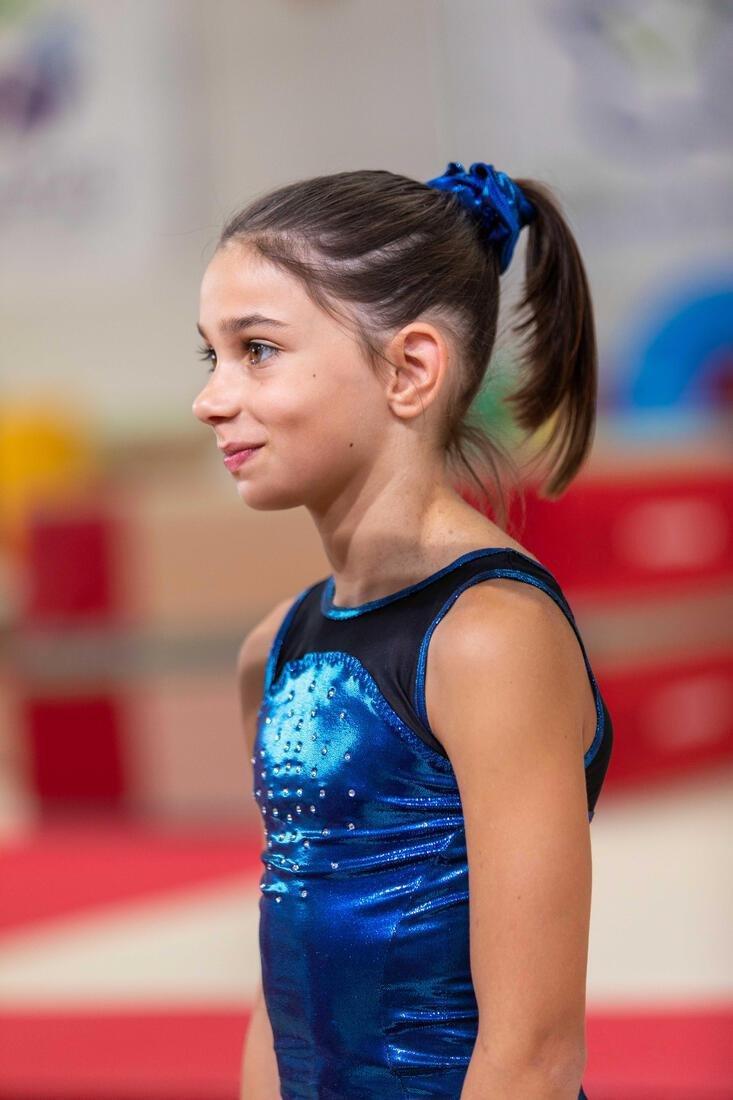 ملابس الجمباز الفني للفتيات بدون أكمام، أزرق، 8-9 سنوات, No Color, large image number 5