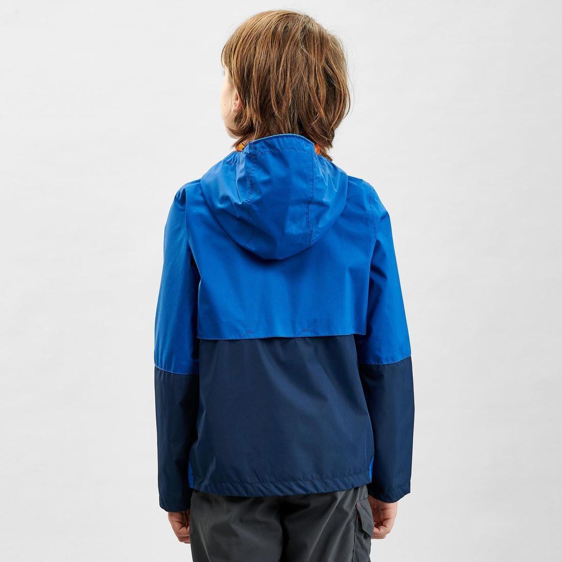 8-9Y Kids' Waterproof Hiking Jacket - MH500 Aged 7-15, Deep Blue, No Color, large image number 2