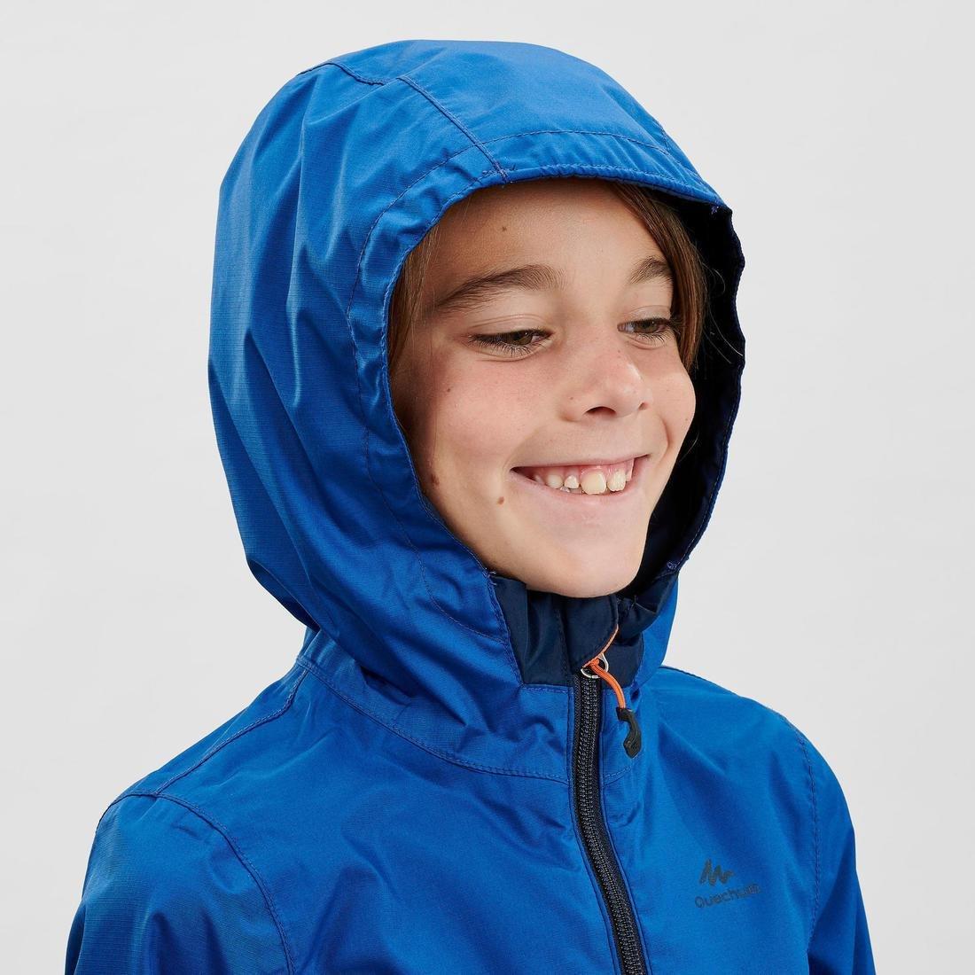 8-9Y Kids' Waterproof Hiking Jacket - MH500 Aged 7-15, Deep Blue, No Color, large image number 4