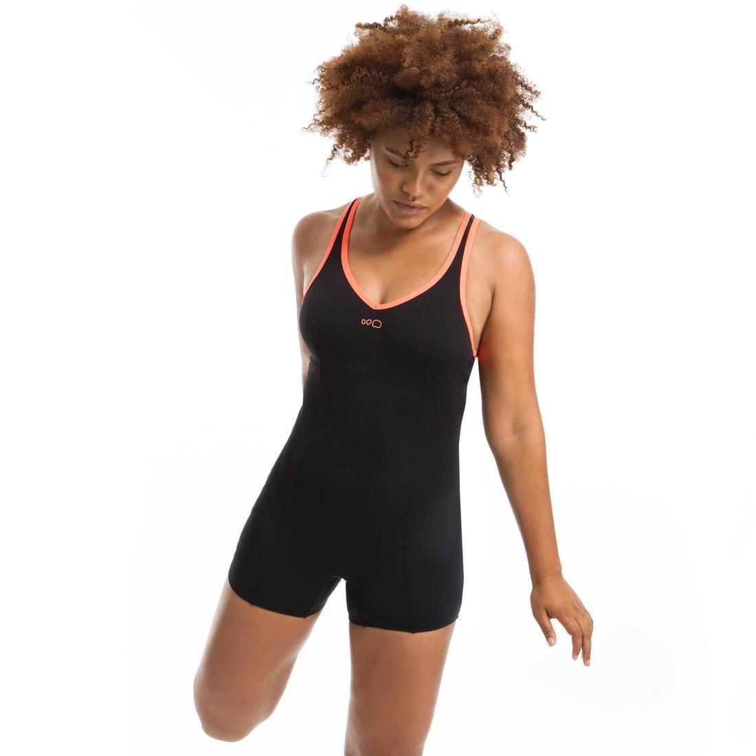 Large  Women's fitness One-Piece Shorty Swimsuit Lou, Black, , large image number 2