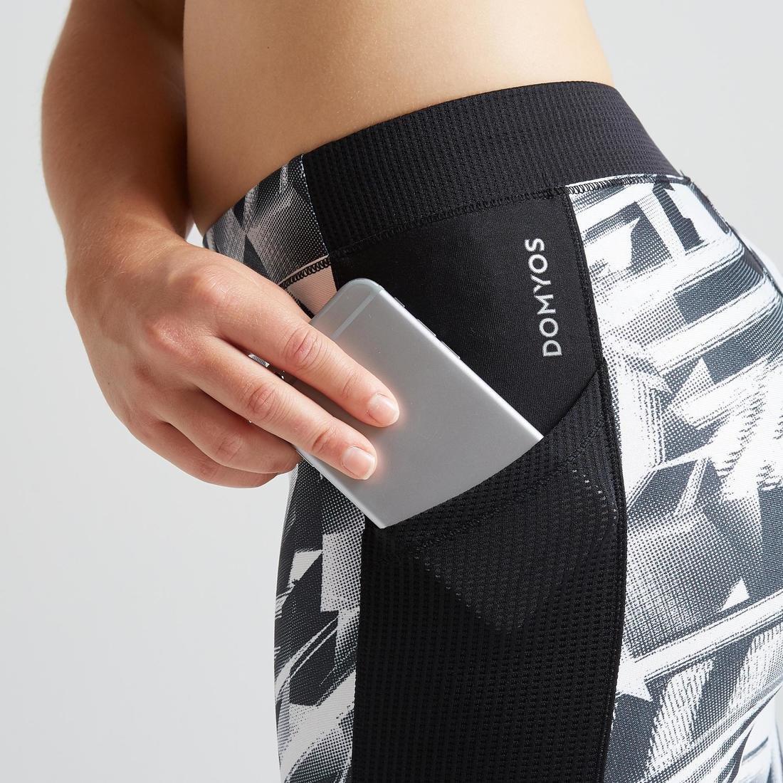 W26 L30  Fitness Short Leggings with Phone Pocket, Asphalt Blue, No Color, large image number 2
