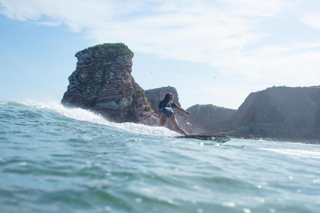 تيشيرت بأكمام طويلة للحماية من الأشعة فوق البنفسجية لركوب الأمواج للنساء 100، ثنائي ال، S, , large image number 3