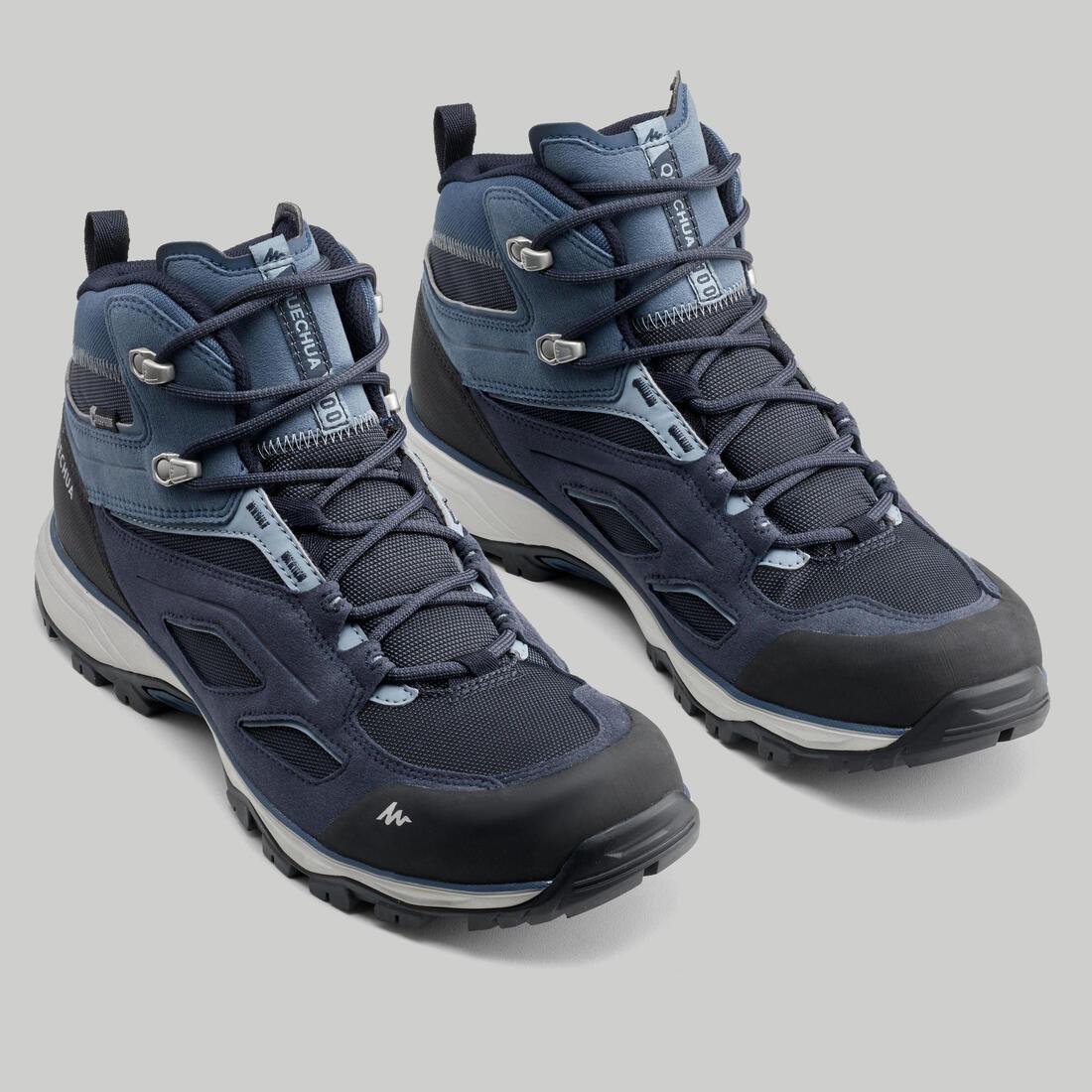 EU 47 Men's Waterproof Mountain Walking Shoes - MH100 Mid, Black, No Color, large image number 14