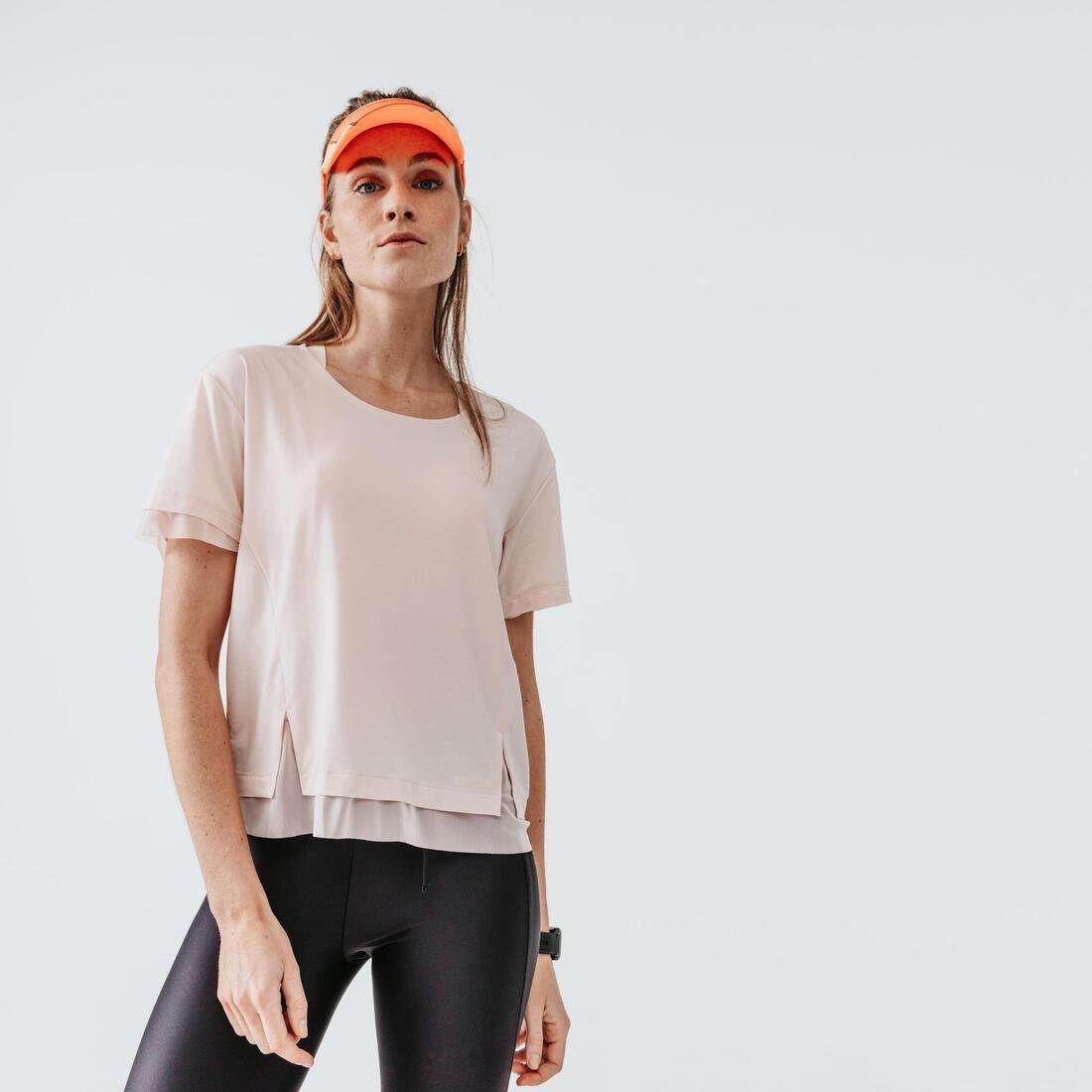 Large  Run Feel  Running T-Shirt, Pink, No Color, large image number 0
