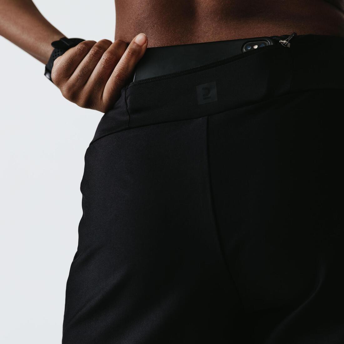 Small  Women's Running 2-in-1 Shorts with Built-In Tight Shorts Dry - Black, , large image number 7