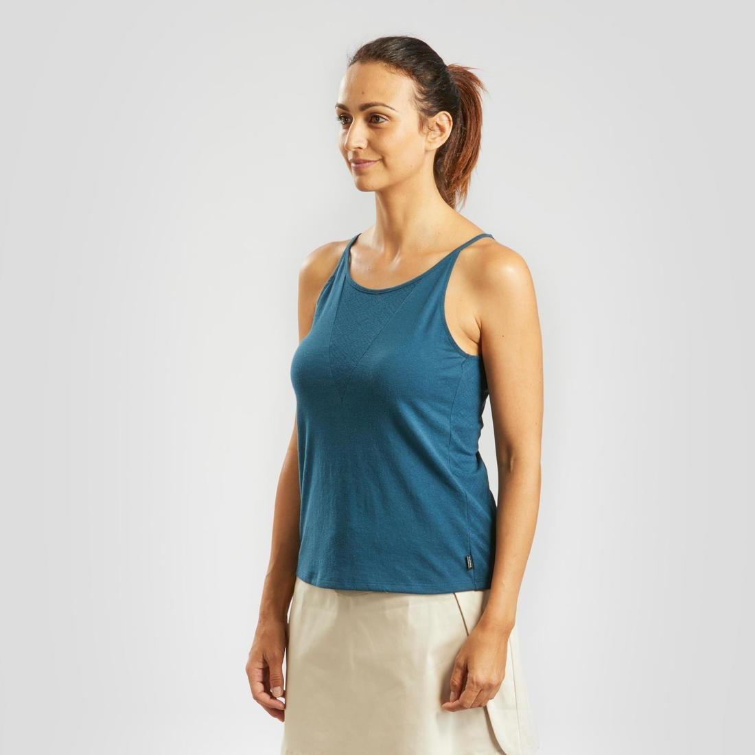 Small Women's Country Walking Vest Top NH500, Dark Petrol Blue, , large image number 2