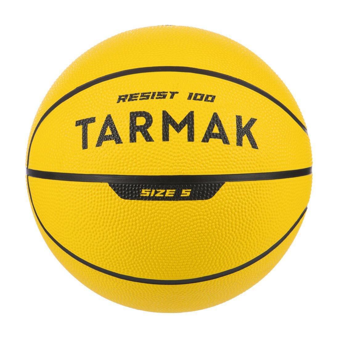5  Beginners' Size 5 (Up to 10 Years Old) Basketball R100, Fluo Yellow, , large image number 0