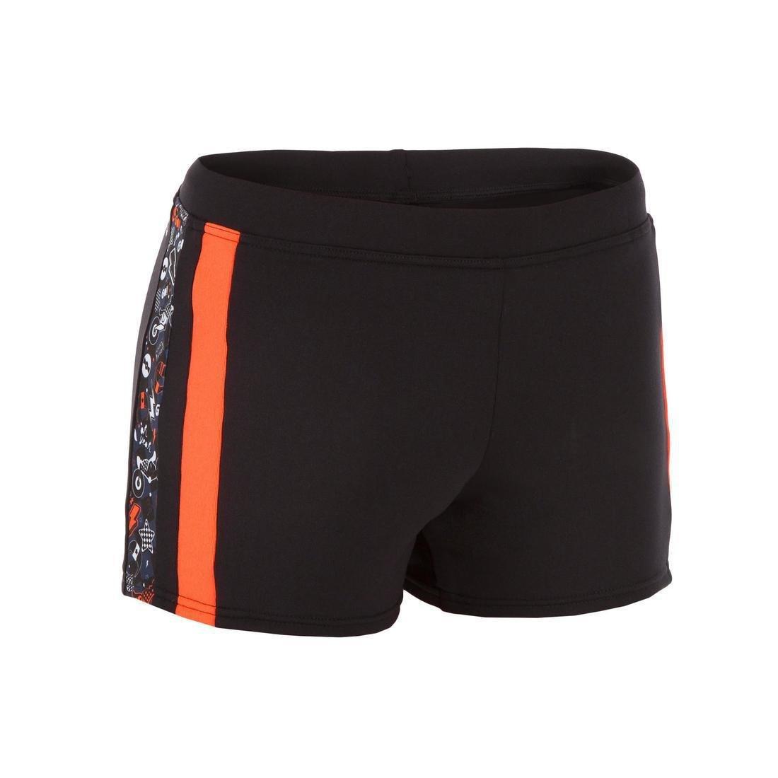 10-11Y  Boy's Yoke Swim Shorts, Black, , large image number 0